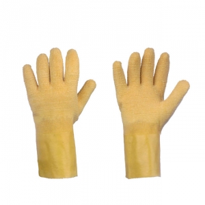 LMV - CHINA Latex beschichteter Handschuhe, gelb mit langer Stulpe 