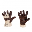 BRAUN - Möbelleder-Handschuhe, braune Farben, weisse Stulpe 