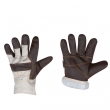 SNOW - Möbelleder-Handschuhe-Winter, mit Teddy-Futter, weisse Stulpe 